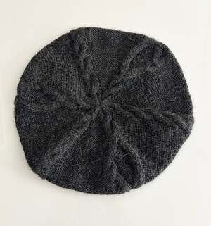 Alpaca‎ International 100% Baby Alpaca Gray Cable Knit Beret
